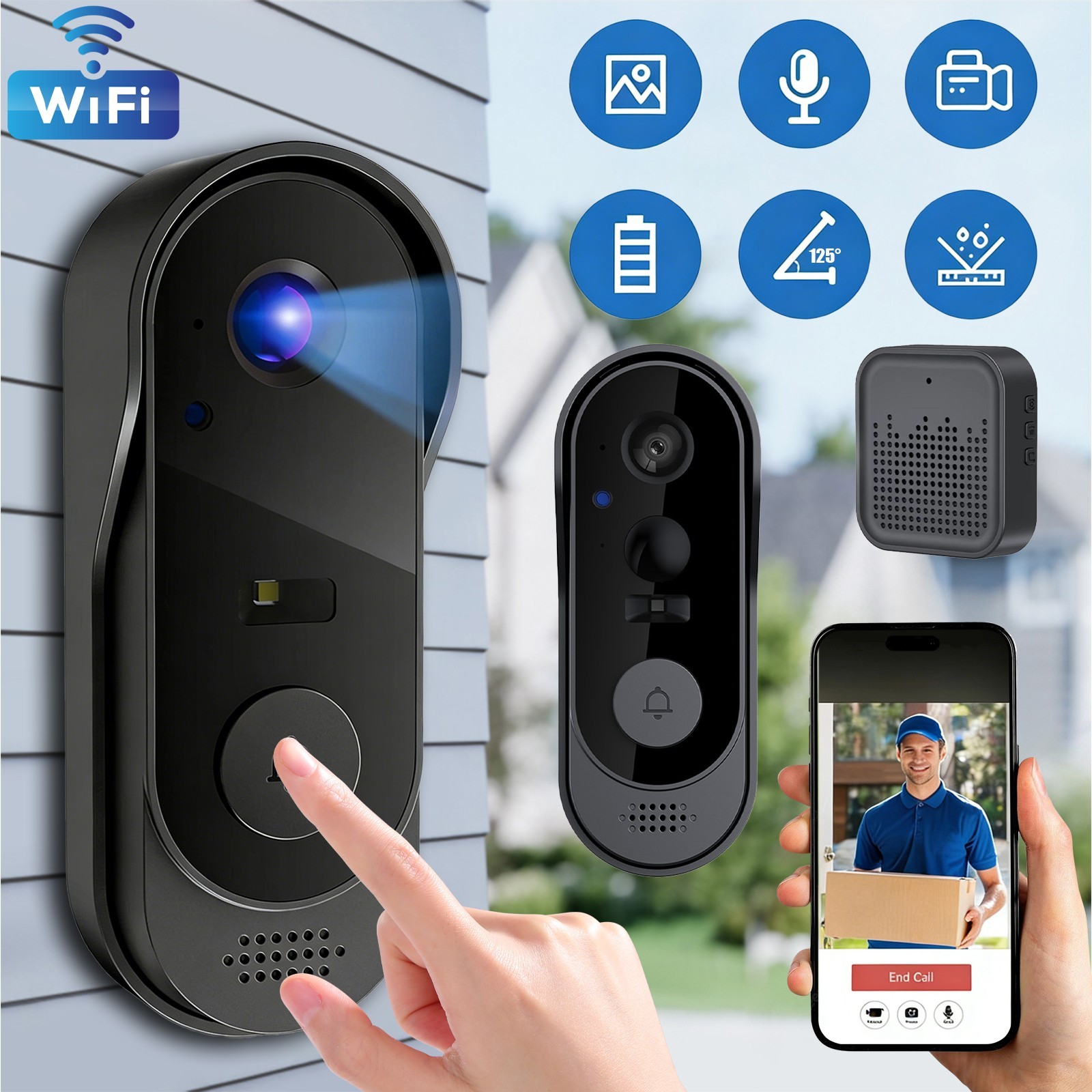 Smart Wireless WiFi Doorbell Camera Phone Door Ring Video Intercom Security Bell