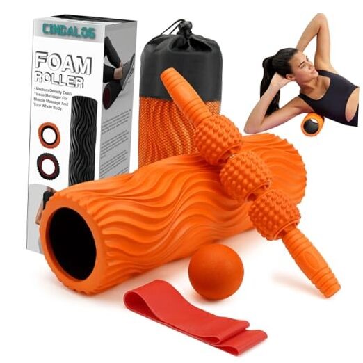 5 in 1 Foam Roller Set - Trigger Point Foam Back Roller, Muscle Roller Orange