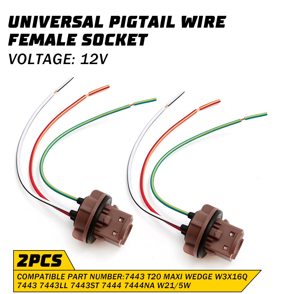Universal Pigtail Wire Female Socket 7443 Two Harness Rear Turn Signal Lamp