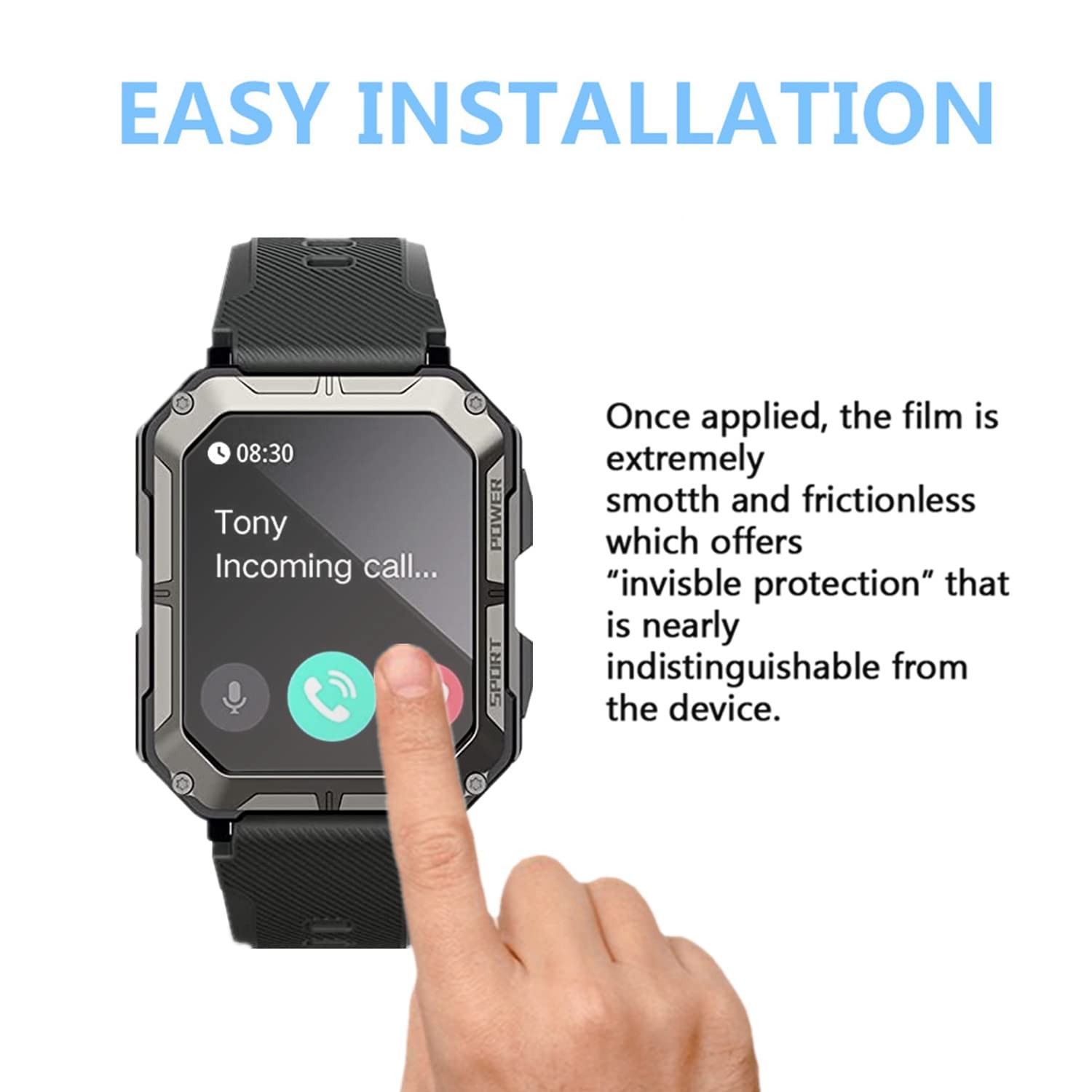 Compatible Smartwatch Screen Protector 6 Pack â€“ HD PET Film for 1.83'' Models