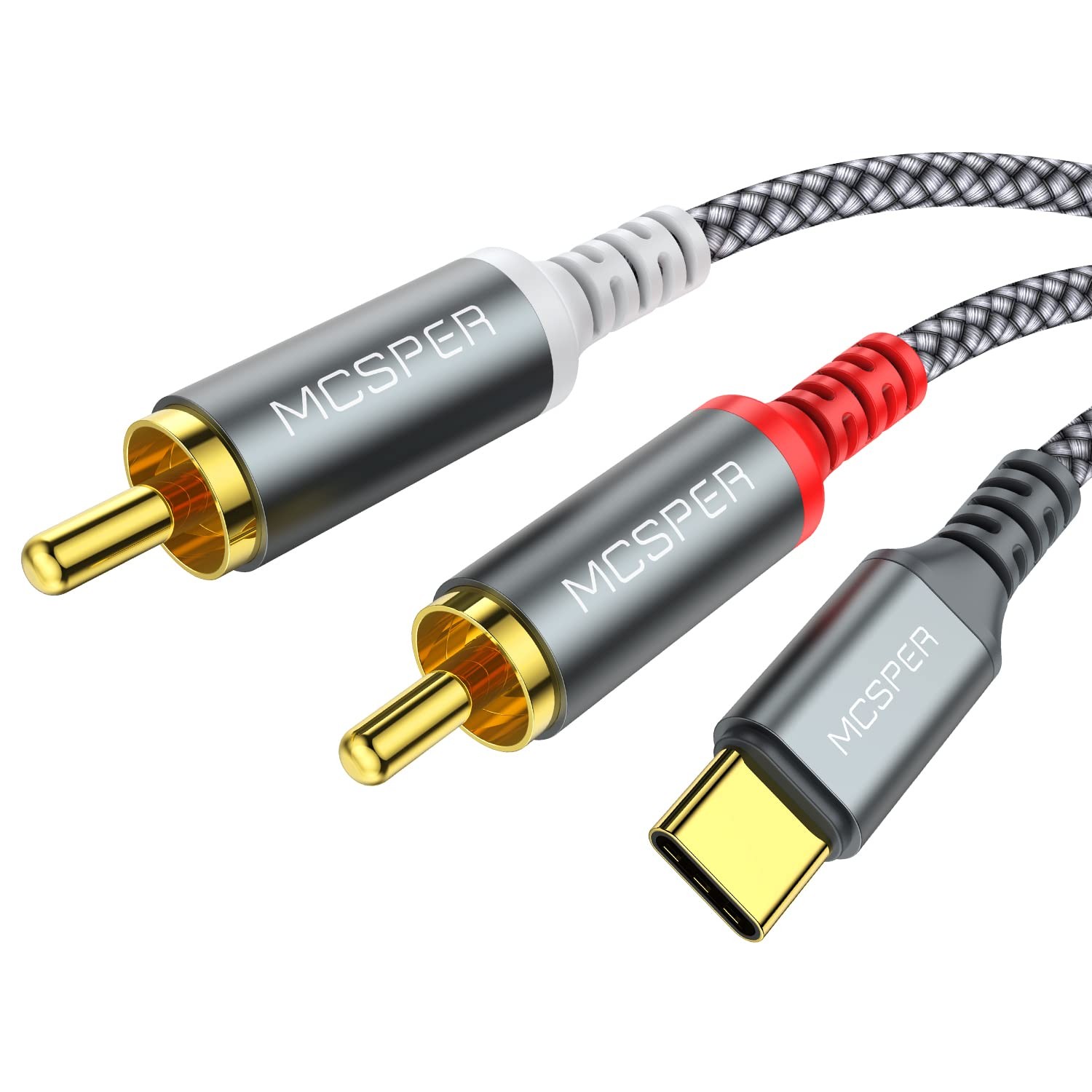 USB C to 2 RCA Audio Cable, 6.6 Ft Type-C Male Y RCA...