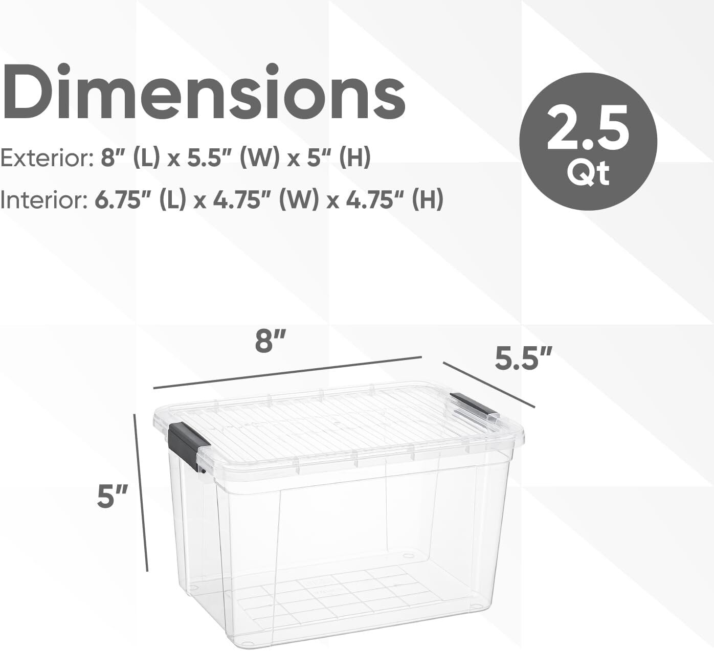 Superio Clear Storage Bins with Lids, 8 Pack- Plastic Storage Boxes - 2.4 Quart