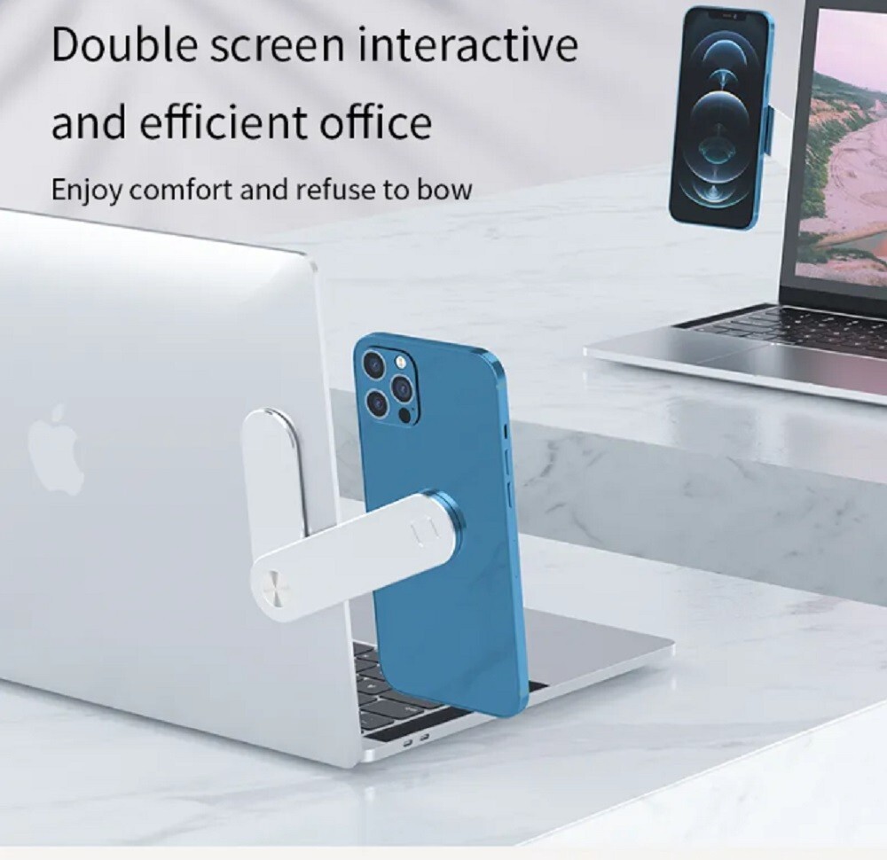 Laptop Side Mount Clip Magnetic Phone Holder Adjustable Dual Screen Bracket