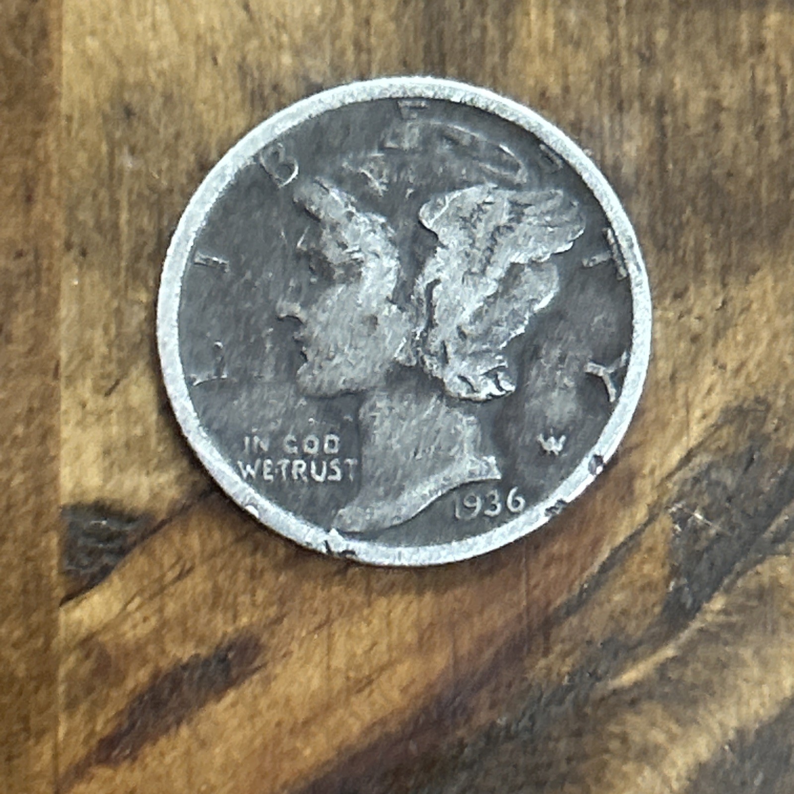1936 D Mercury Dime 90% Silver Type Coin 2.43 Grams