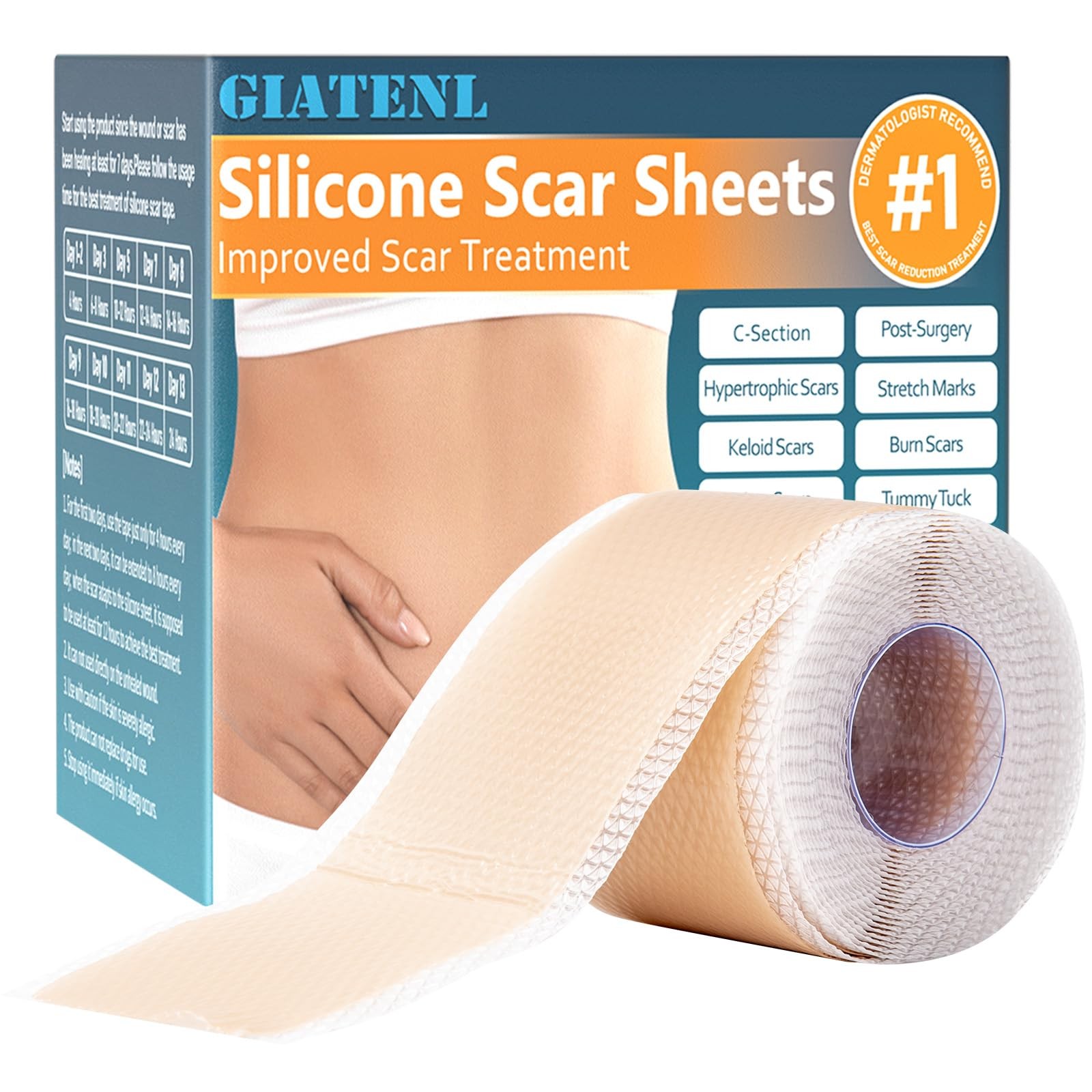 Silicone Scar Sheets,Silicone Scar Tape,Silicone Scar Removal Strips for Surgica