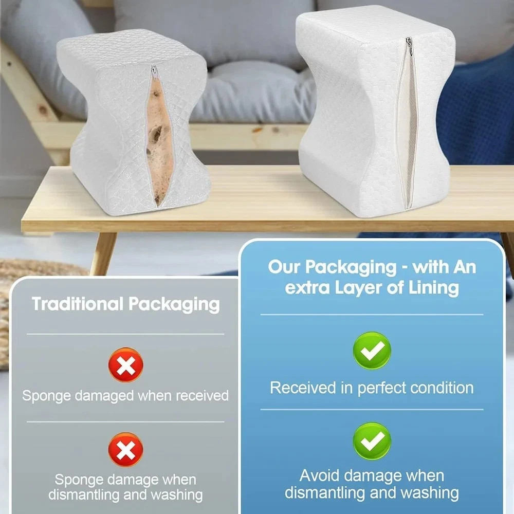 "Memory Foam Leg Pillow for Side Sleepers – Knee Support Pillow with Adjustable"