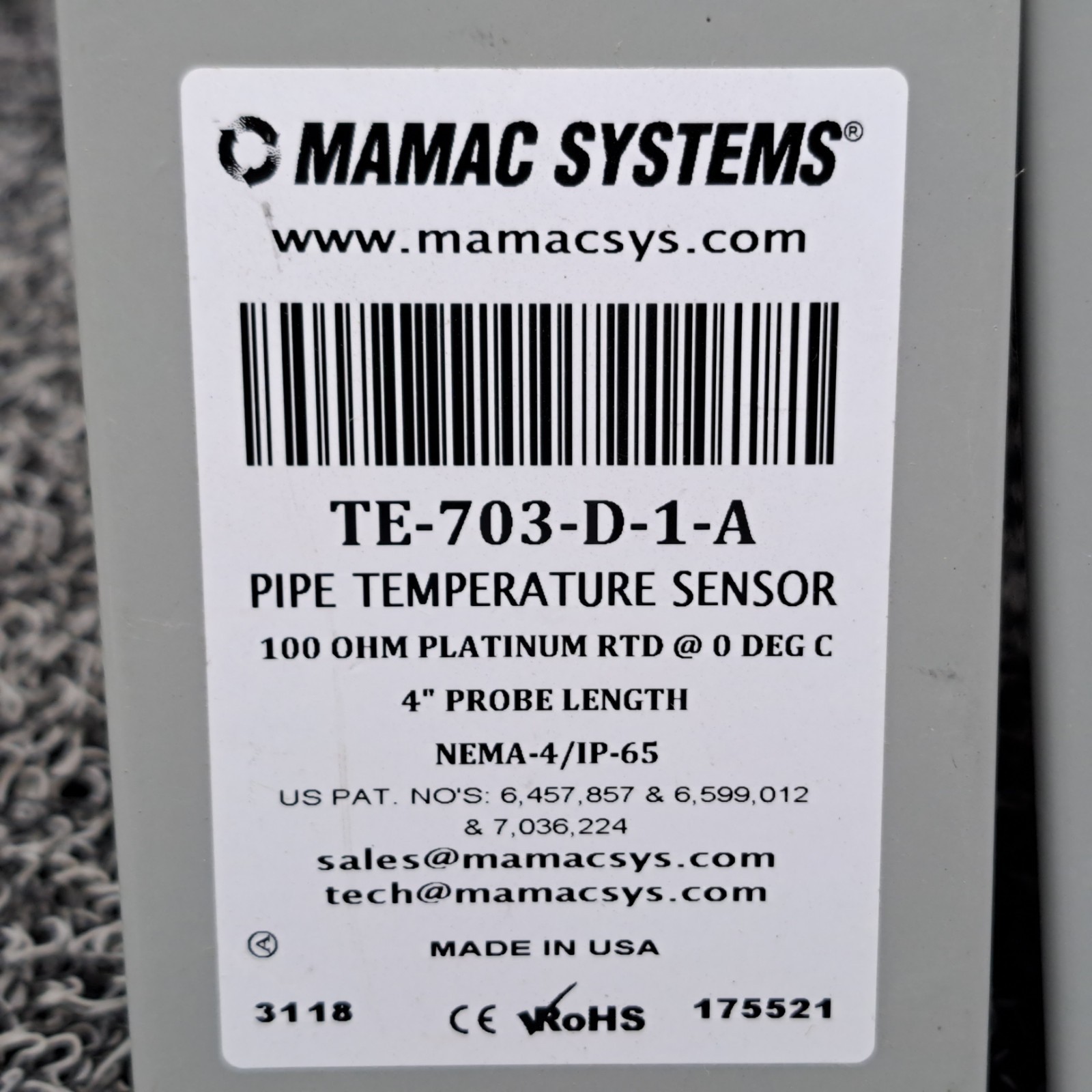 MAMAC TE-703-D-1-A Pipe Temperature Sensor 1 Brass Pipe Insert, 2 Sensors