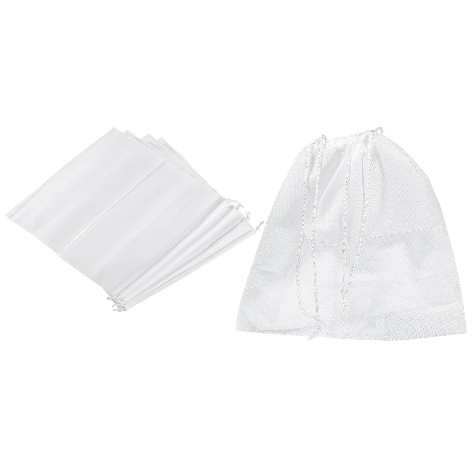 19.7 Inch Non-Woven Fabric Handbag Dust Cover 5 Pack Drawstring Bag White