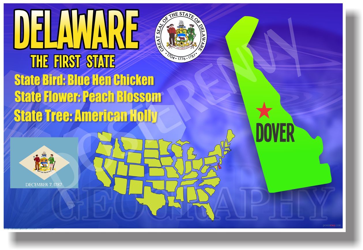 Delaware Geography - NEW U.S State Travel POSTER