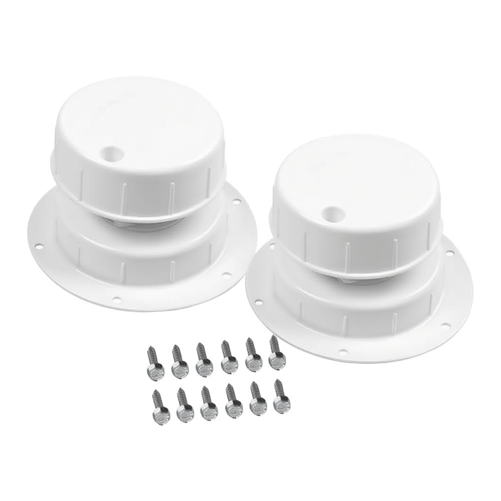 White ABS RV Roof Vent Cap 2pcs for Pipes Ranging For 1 to 2-3/8 inch OD