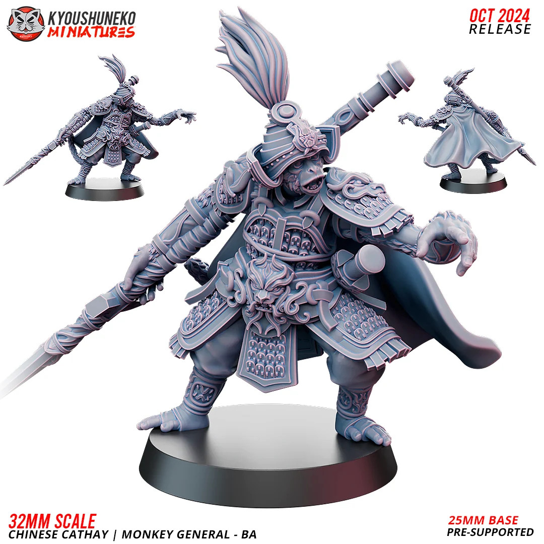 Monkey General Ba - 28-75mm Chinese Cathay - Resin Tabletop Miniature