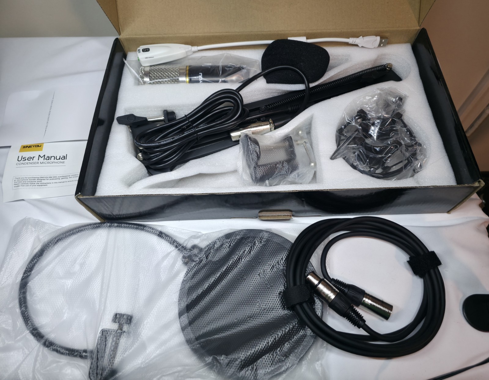 Zingyou BM-800 Condenser Microphone Studio Recording Bundle - In Box Complete