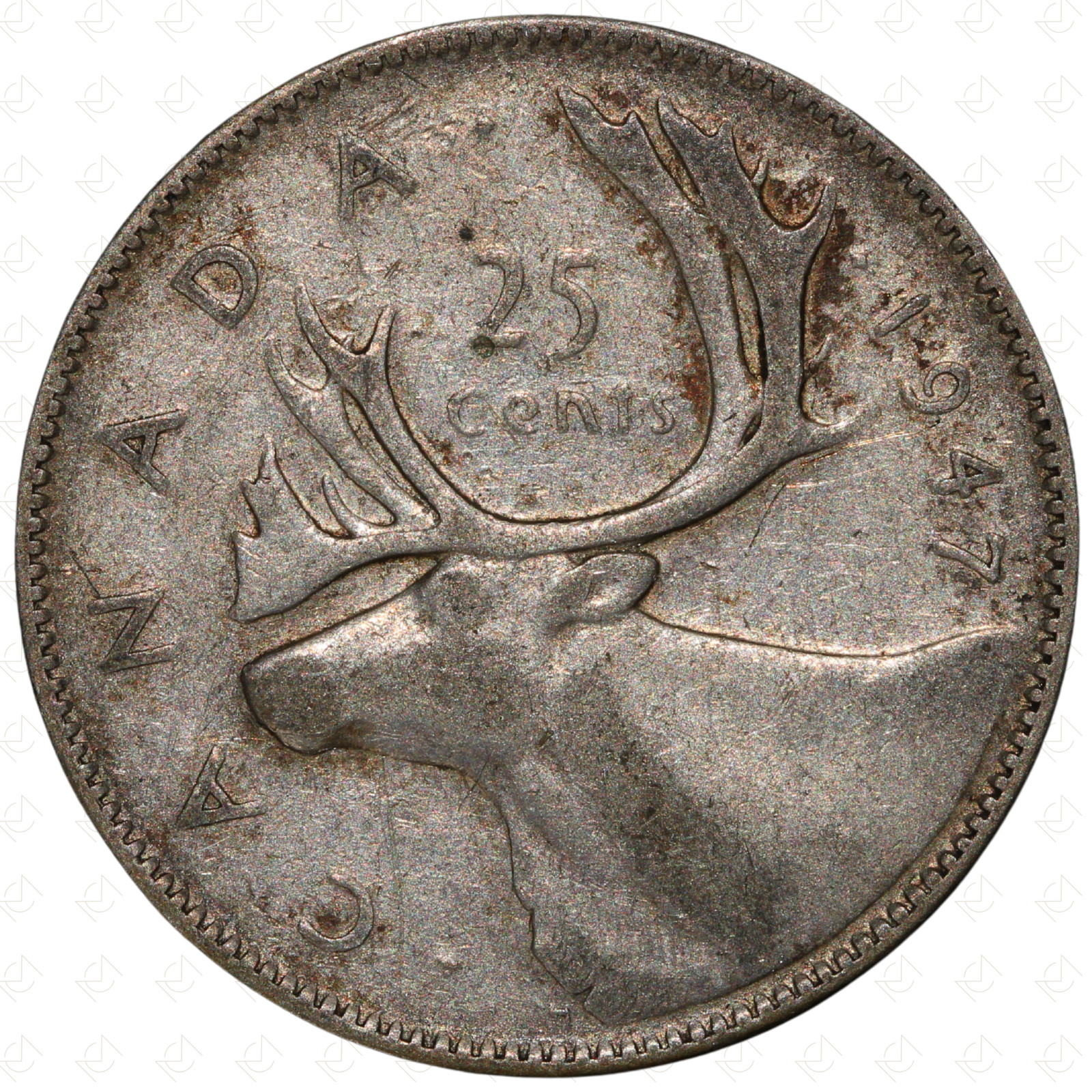 1947 Canada George VI 25 Cents Coin – Silver