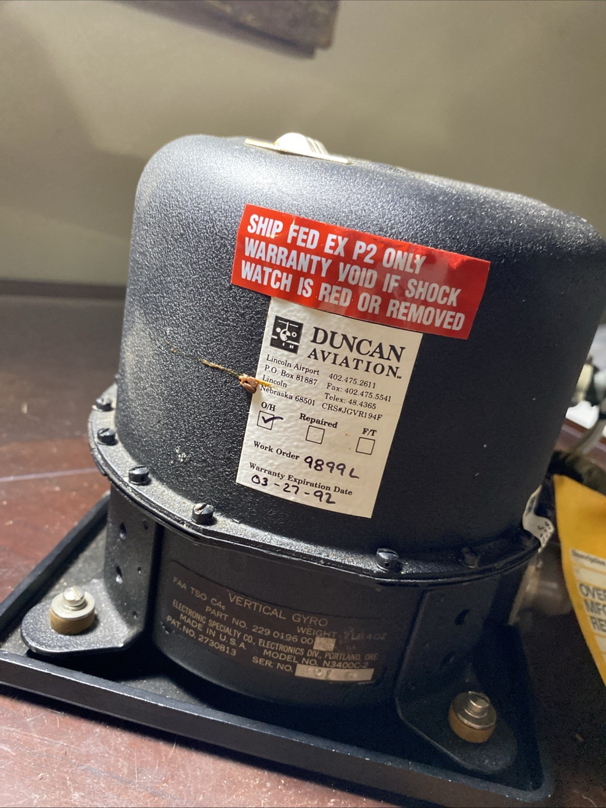 Repaired 522-2576-000 Collins 332D-10 Vertical Reference Gyro