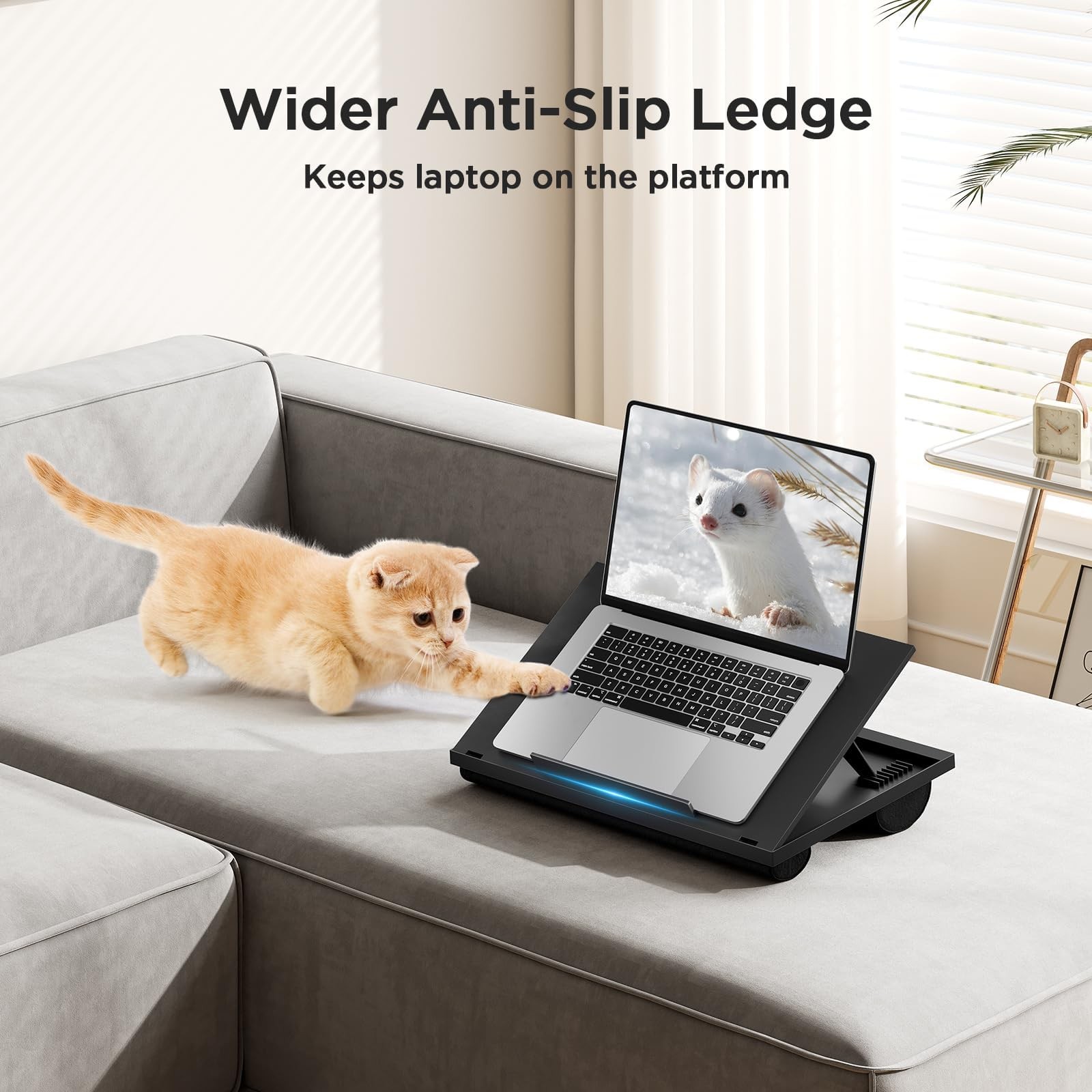 Adjustable Lap Desk Laptop Stand with Cushions for Bed Sofa Work Use