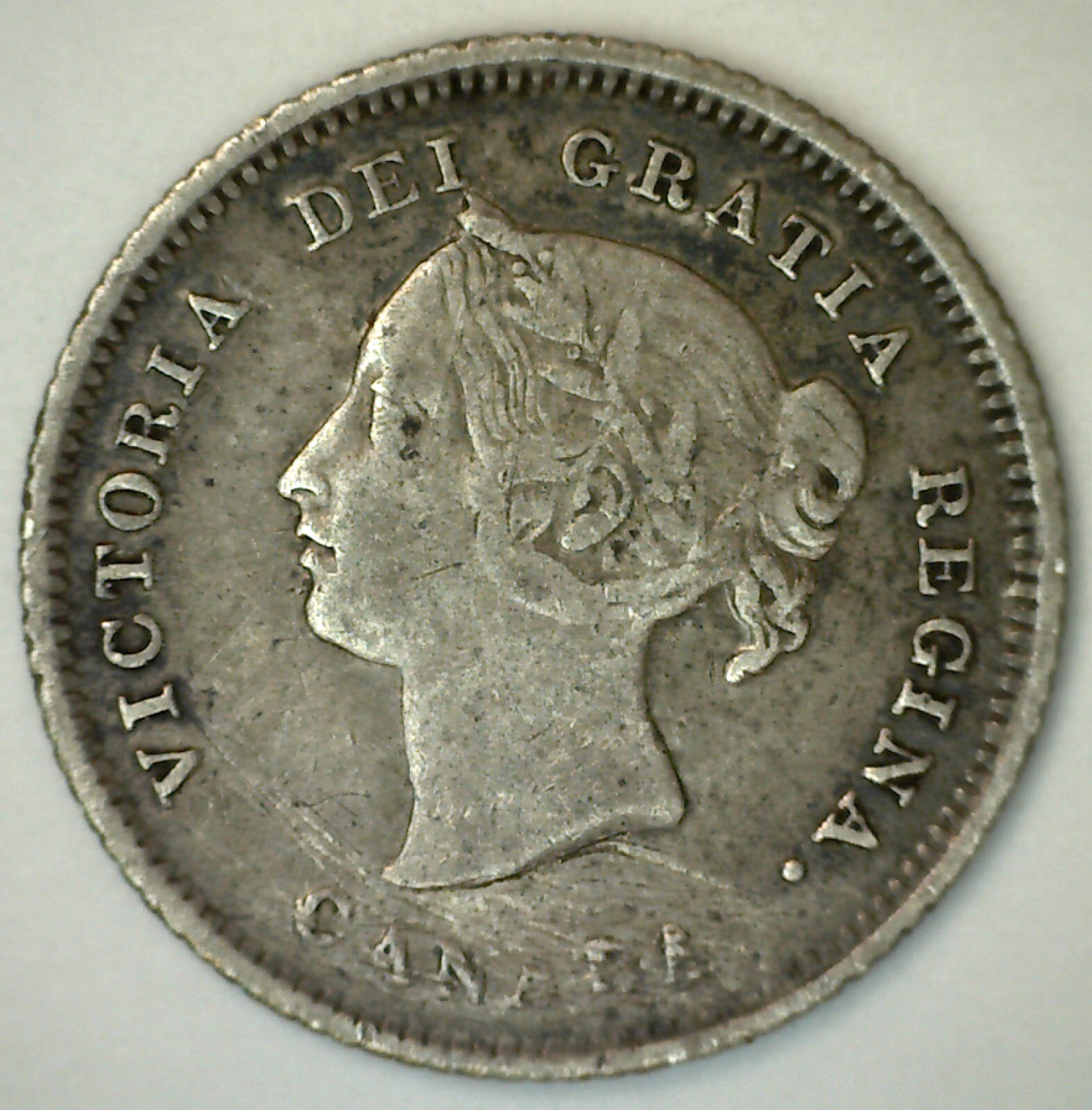 1880 H Canada Silver 5 Cents Coin Circulated 5c Canadian Scratched VG Condition