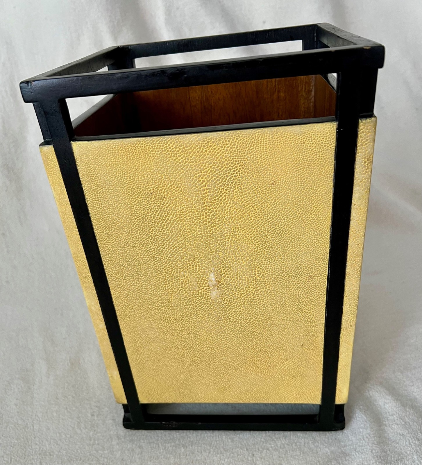 Vintage R &Y Augousti Exotic Shagreen Stingray Wood Contemporary Waste Basket
