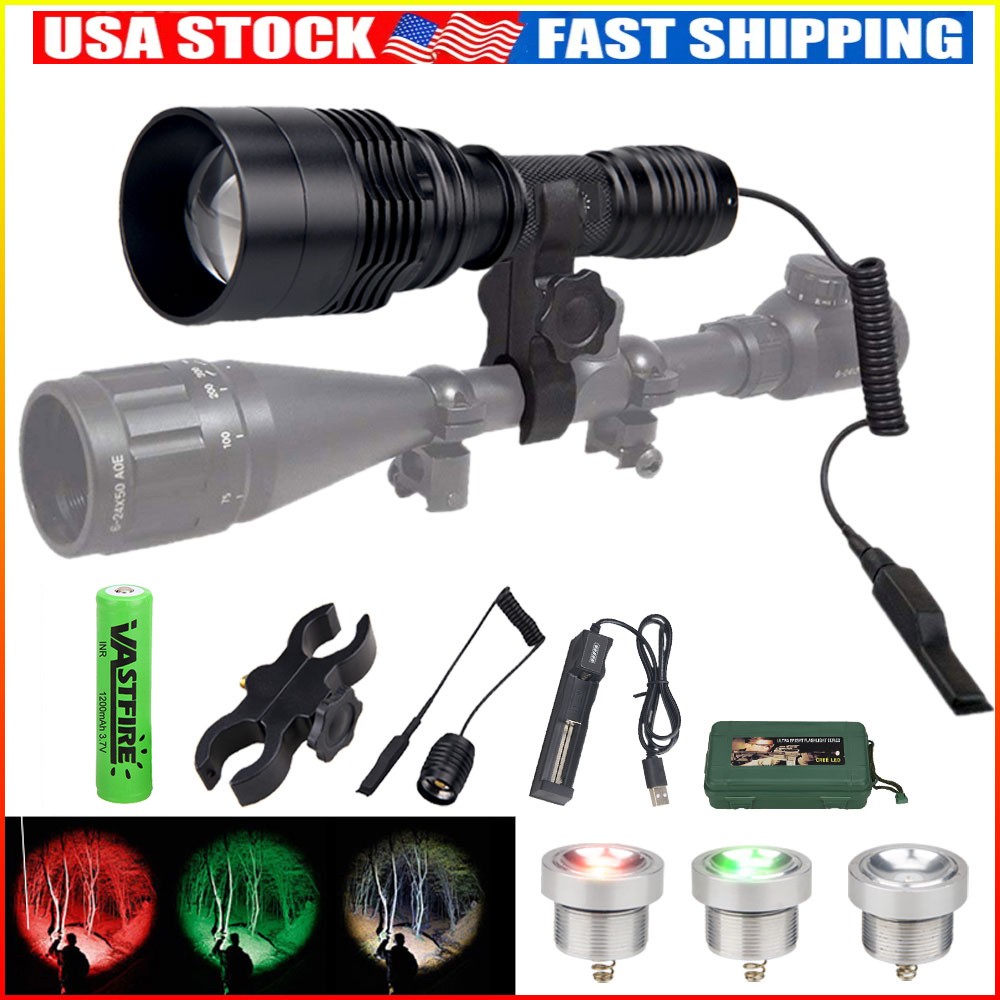 Red Green White LED Predator Light Hunting LED Flashlight for Hog Coyote Varmint