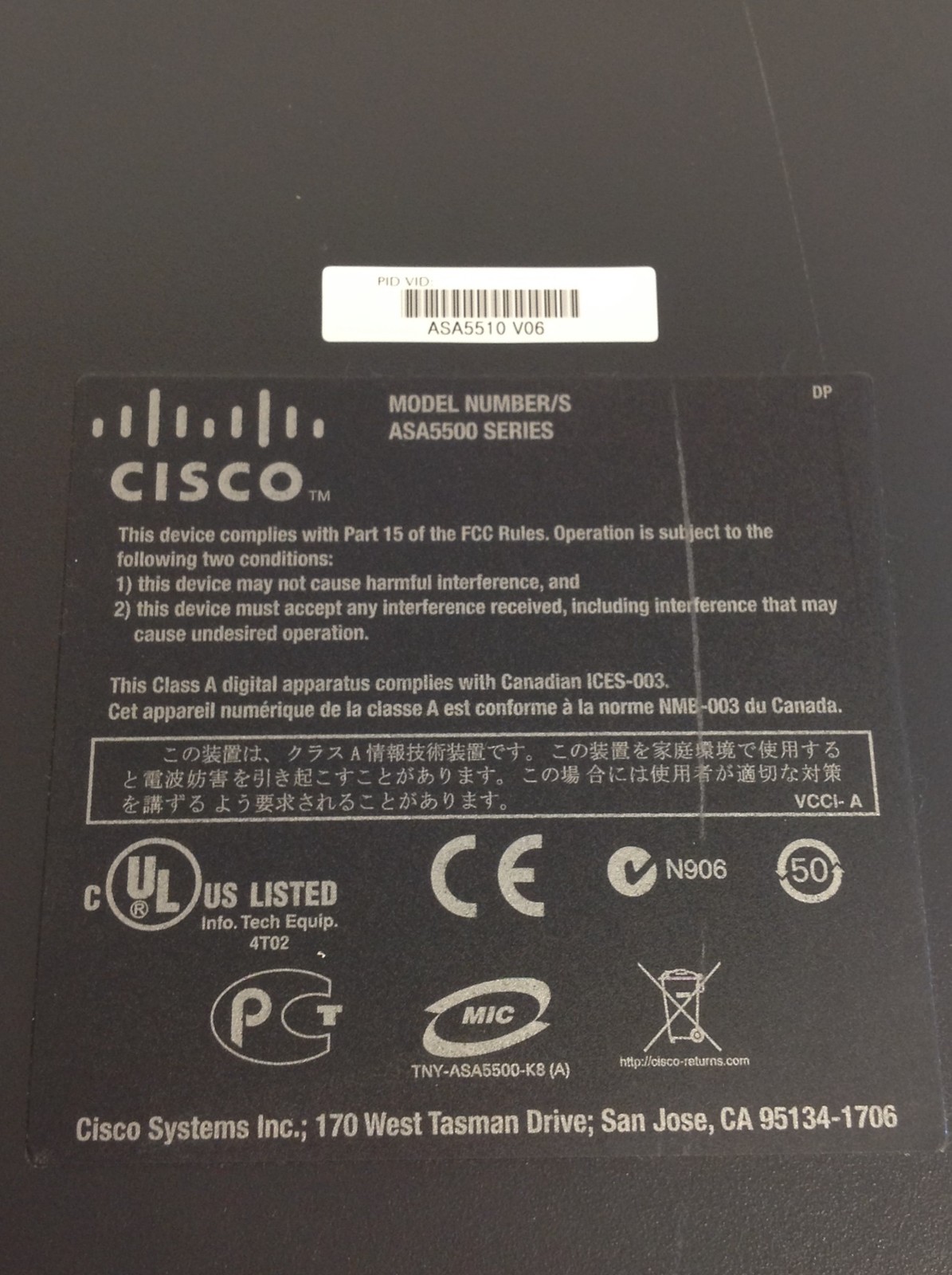 Cisco ASA 5510 Adaptive Security Appliance Firewall w/ Rack Ears, 256MB Flash