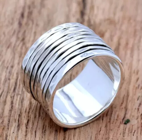 Solid 925 Sterling Silver Spinner Handmade Beautiful Woman Ring All Size R73