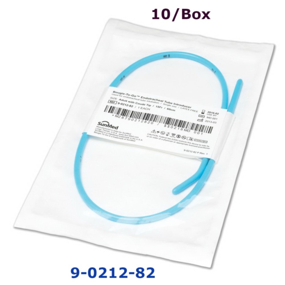 Endotracheal Tube Introducer Bougie-To-Go 15 Fr. X 60 cm, Adult W/Coude Tip 10Ct