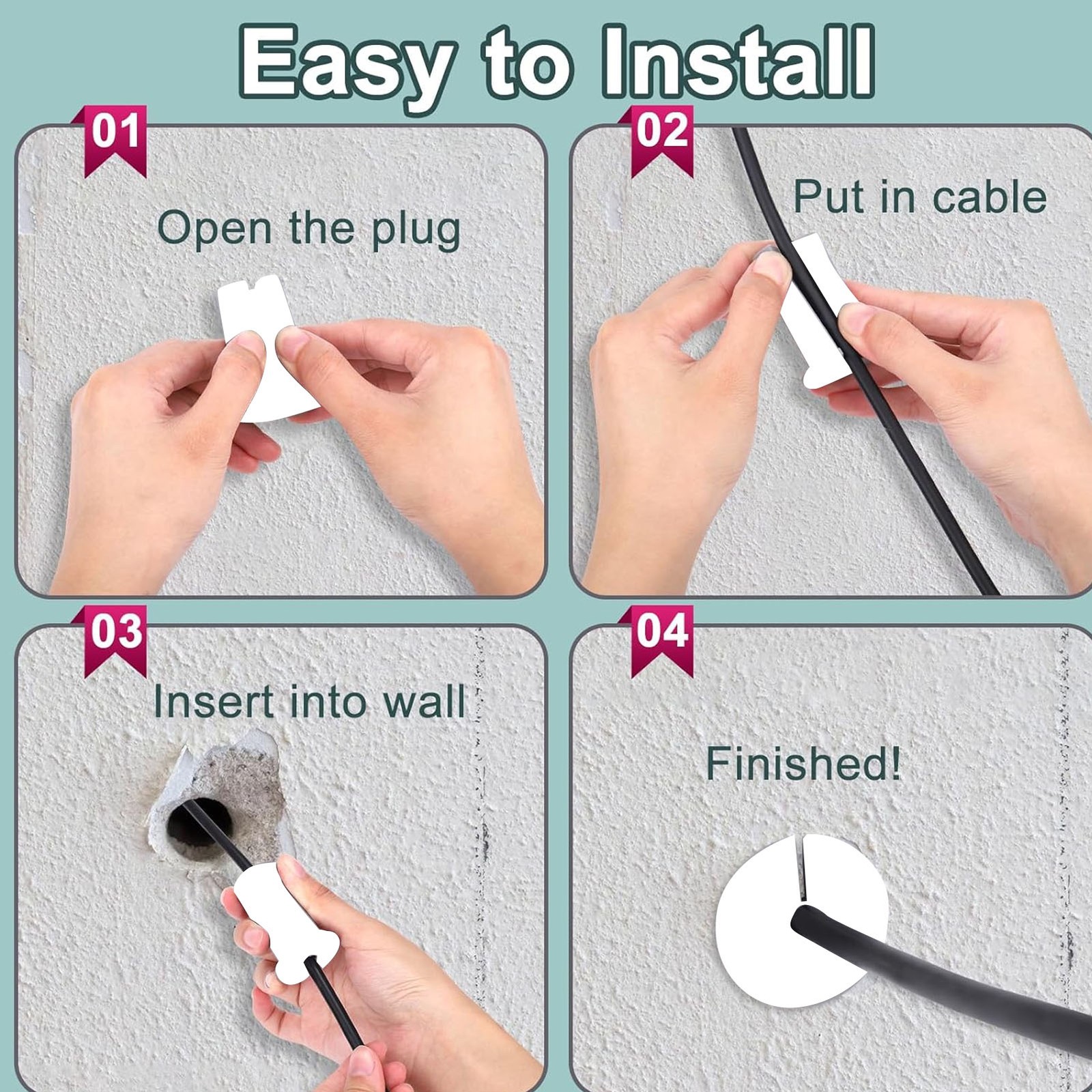 4PCS Ethernet Cable Grommet Durable Easy Setup For Wall Cleanliness Excellent