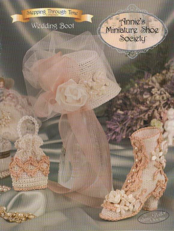 OOP!!! CROCHET ANNIE'S MINIATURE SHOE SOCIETY WEDDING BOOT