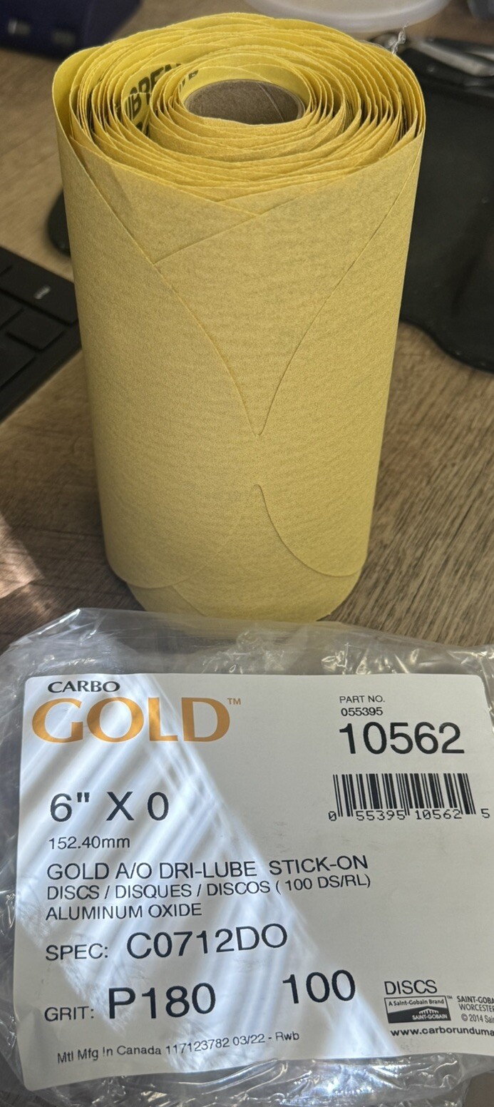 100 Count Carborundum - 6" x 0" Stick-On Link Sanding Discs Roll # P180 Amazing