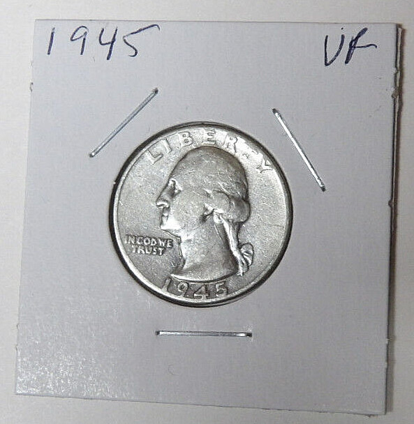 1945-P Washington Silver Quarter VF Cleaned Philadelphia Mint (.12425)