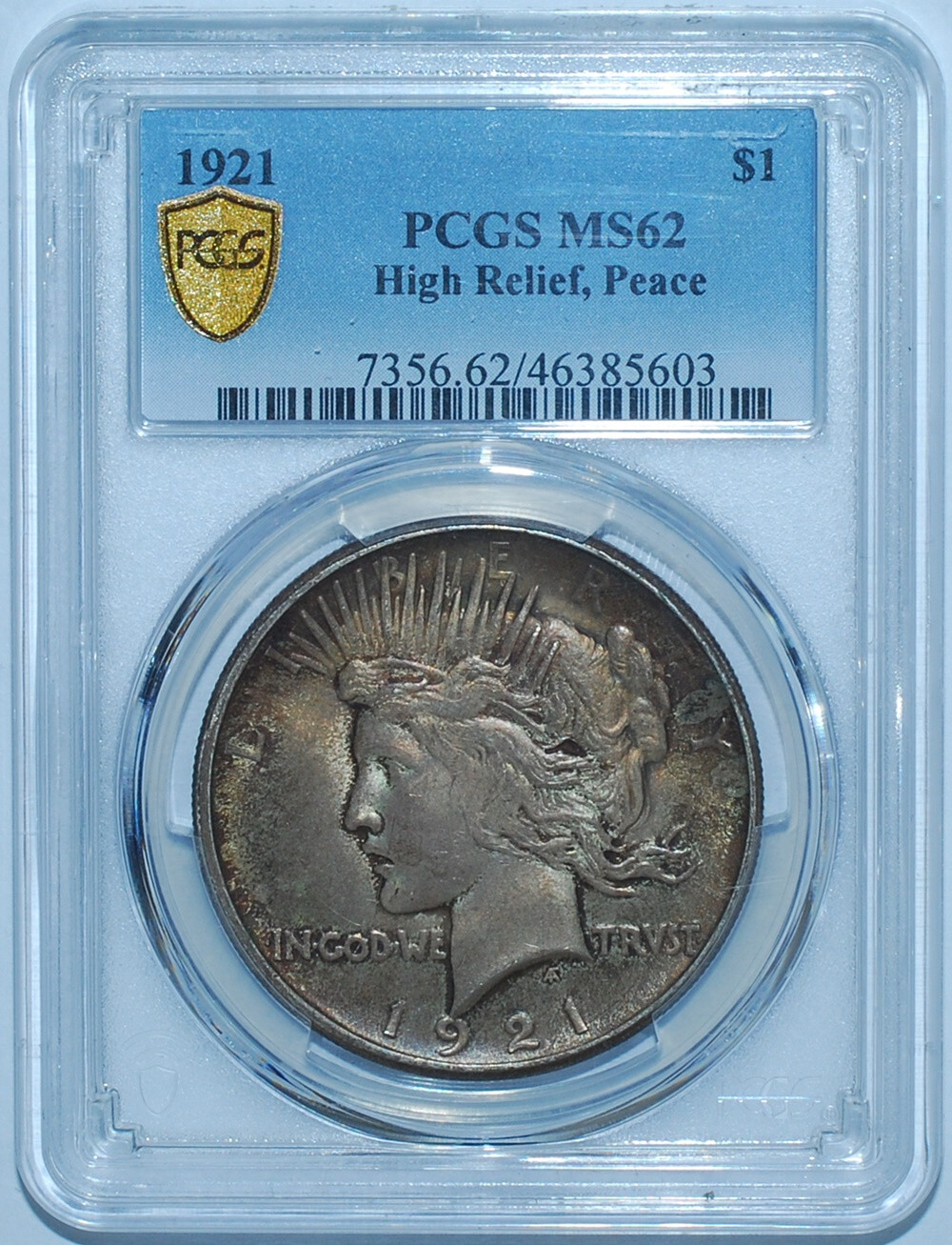 1921 P PCGS MS62 High Relief Peace Silver Dollar