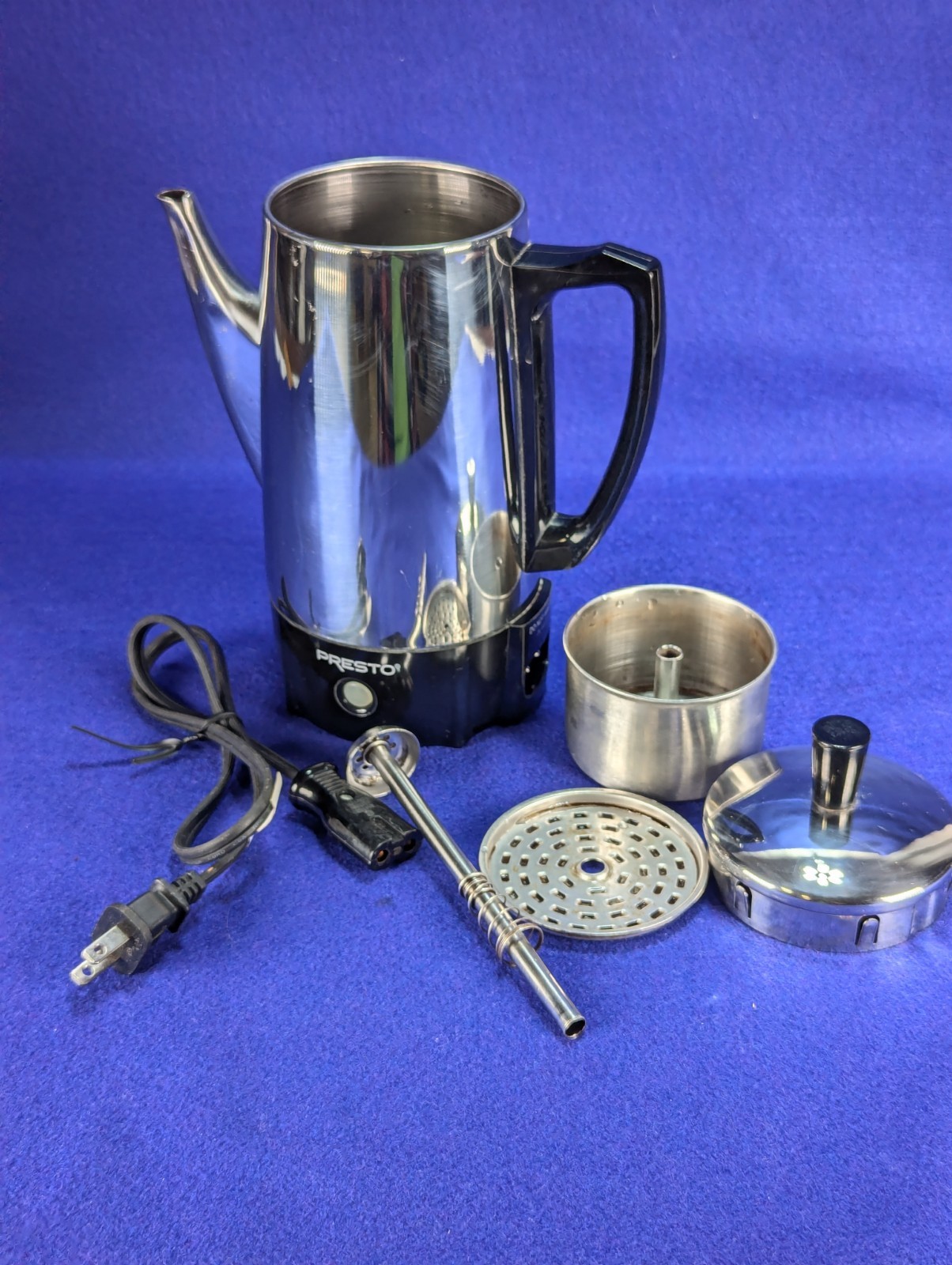 PRESTO Super fast Fully Automatic Percolator MODEL 0282202 Chrome Coffee Brew