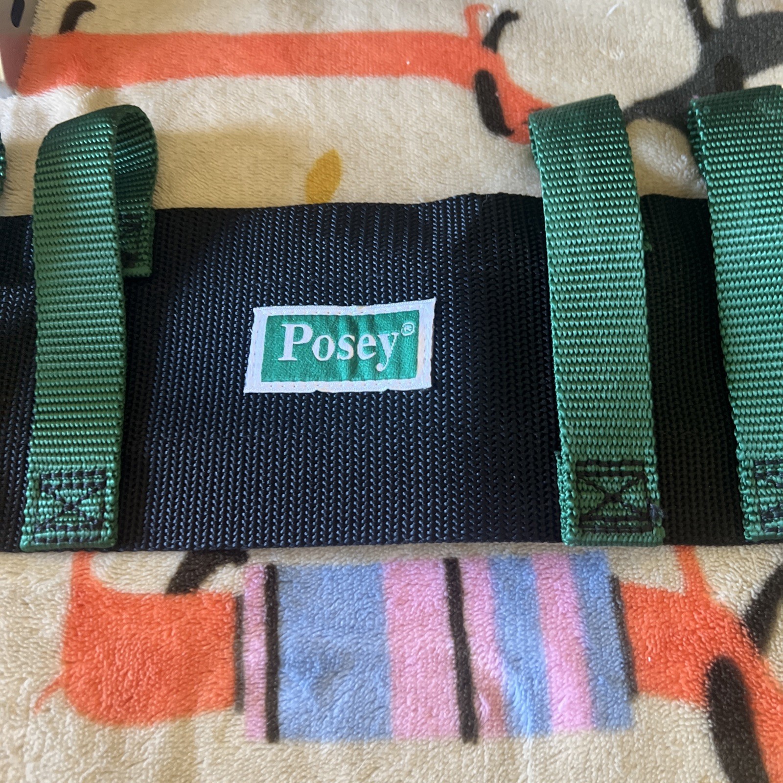 Posey Transfer Gait Belt With Quick-Release Buckle - Black & Green 53 Inches
