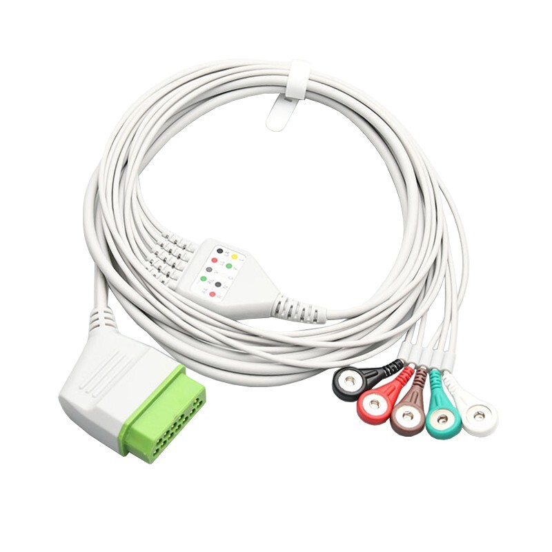 12pin ECG Direct-Connect Patient Cable 5-Leads Snap Compatible Nihon Kohden