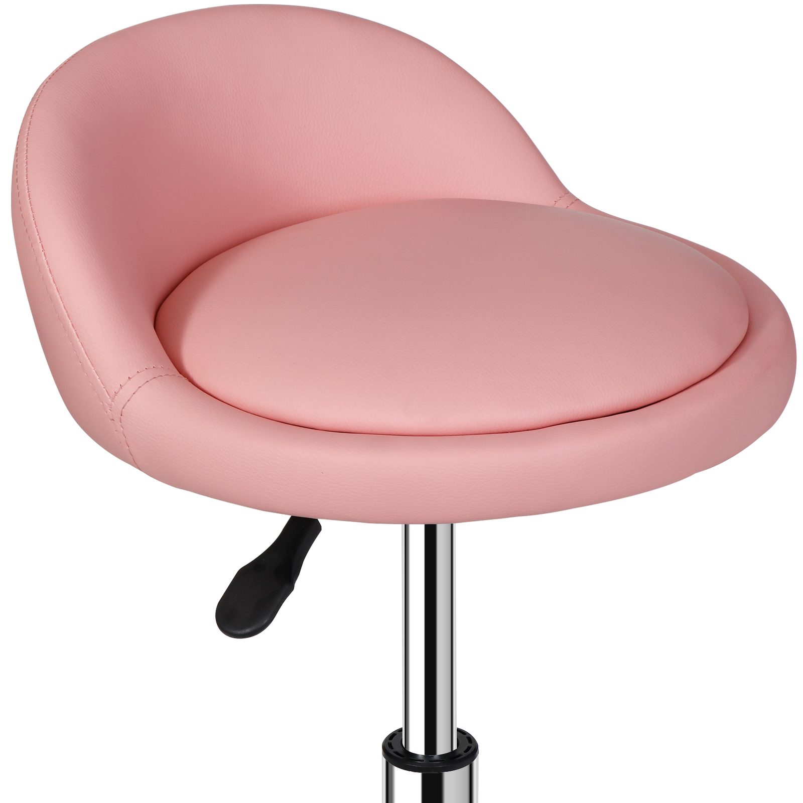 Rolling Stool Adjustable Height Hydraulic Swivel Salon Stool with Backrest Pink
