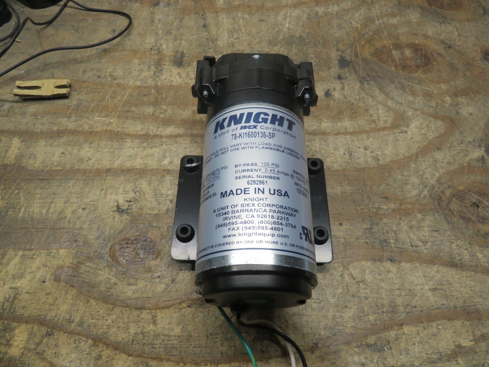 Aquatec 0.4 GPM KNIGHT Electronic Diaphragm Pump 100 PSI 115VAC DDP 7800