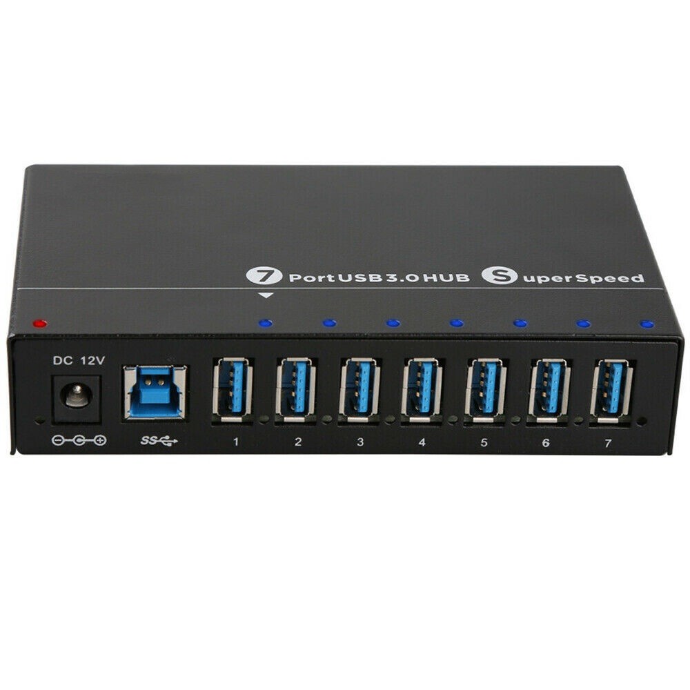 AX-173 Industrial Grade 5V 900mA 7 Port High Speed Expanded USB 3.0 Hub ONLY