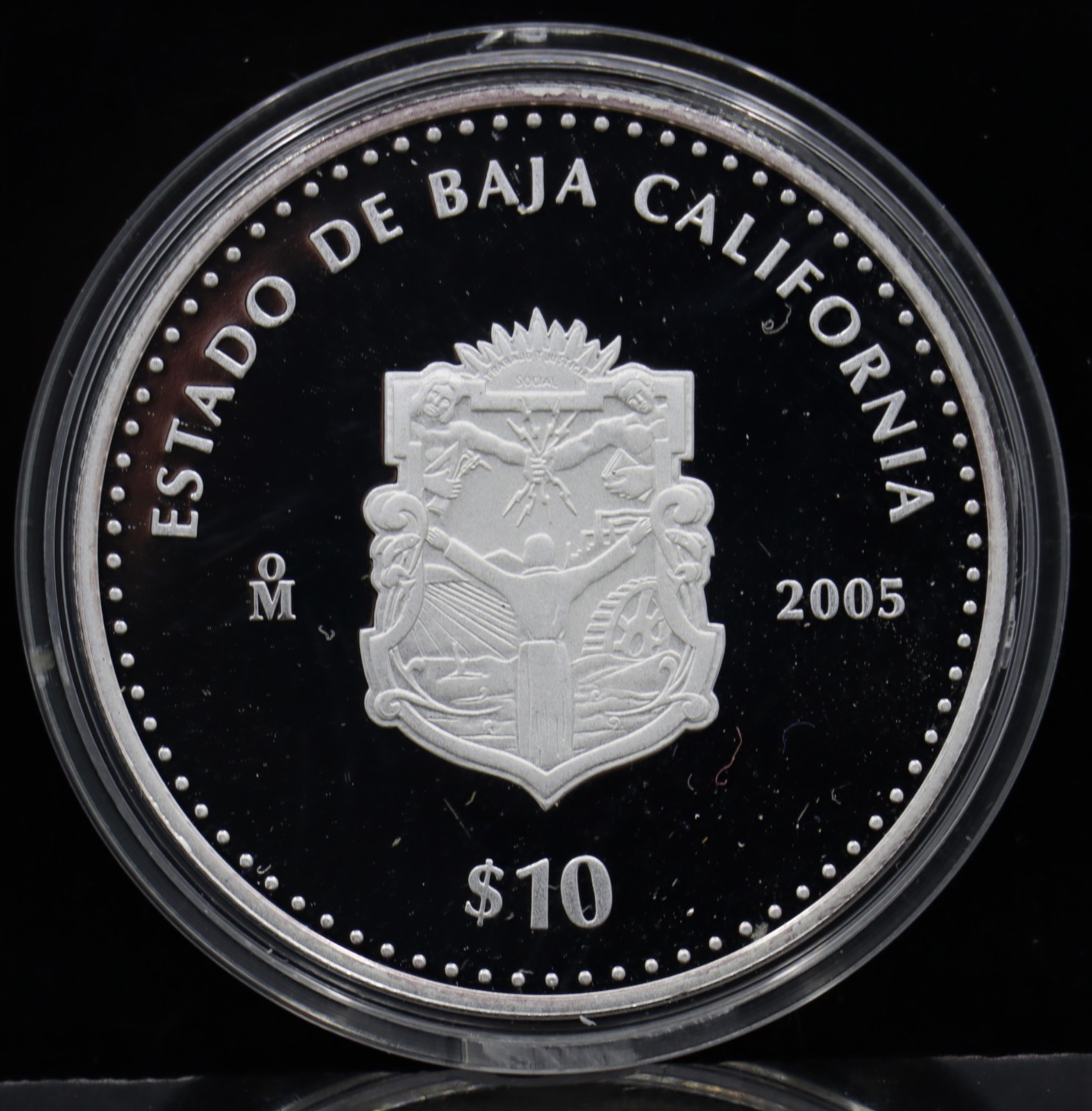 2005-MO 1oz $10 Estado De Baja California .999 Silver Coin in OGP