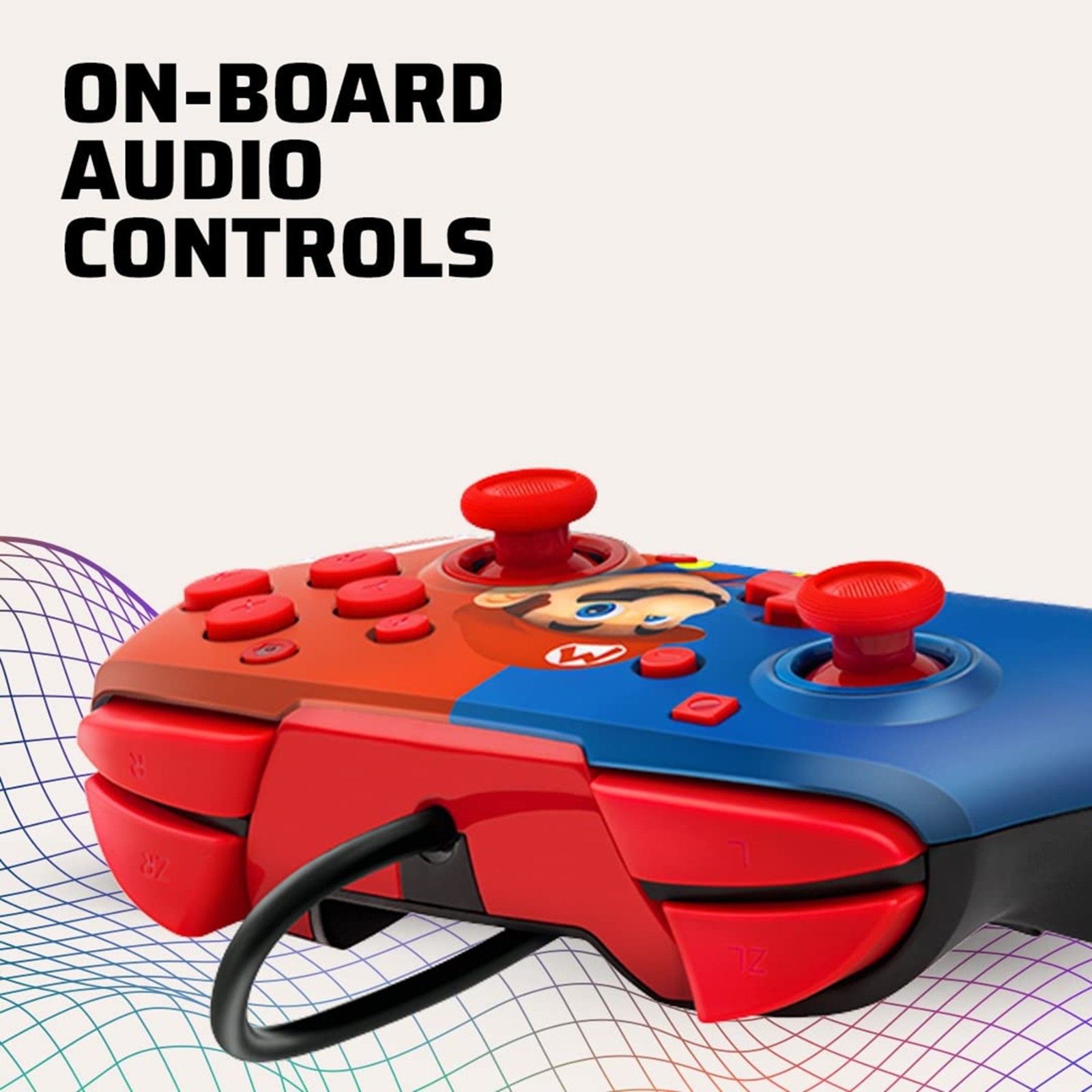 PDP Gaming Faceoff Deluxe+ Wired Switch Pro Controller - Red/Blue Mario Design