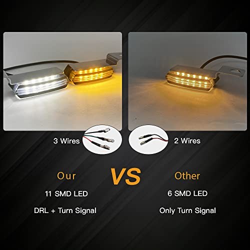 Mini LED Turn Signals Motorcycle Front Sequential Black with White/Amber light