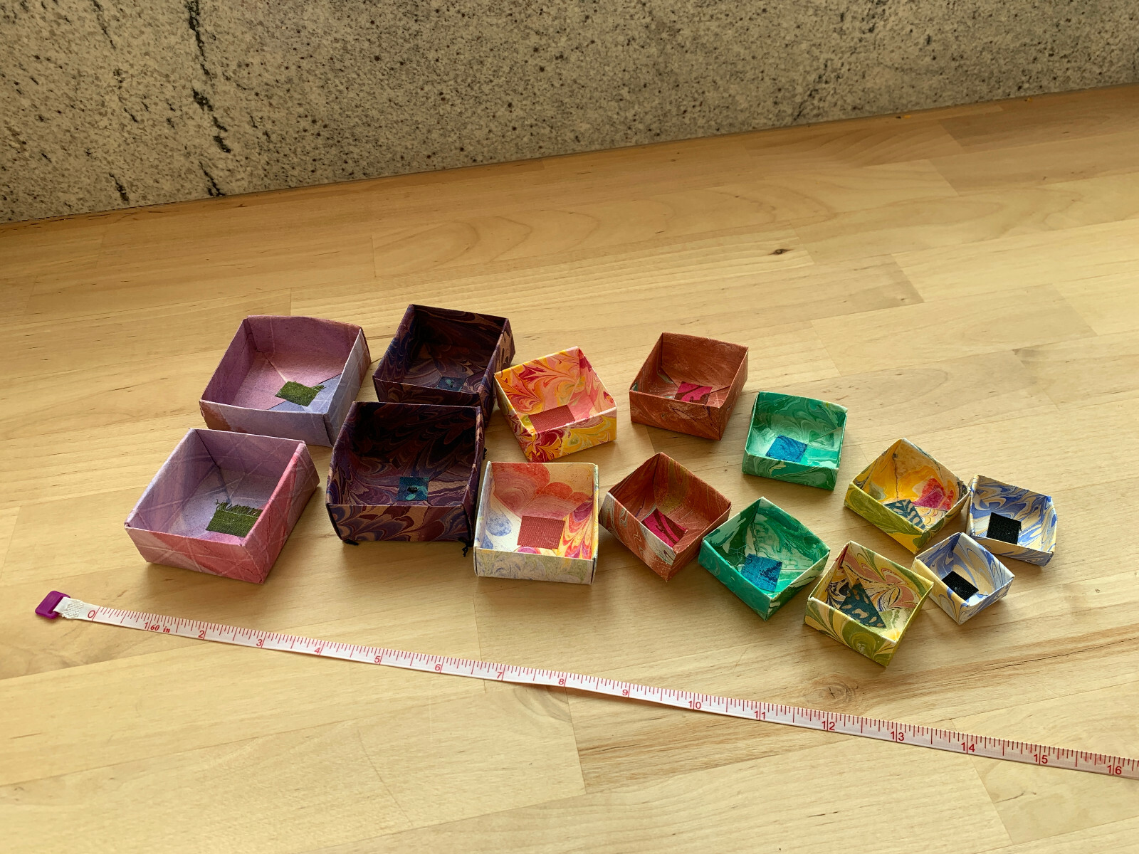 Handmade Paper Origami Boxes- Folded with Lids - 2.5" - 1.5"
