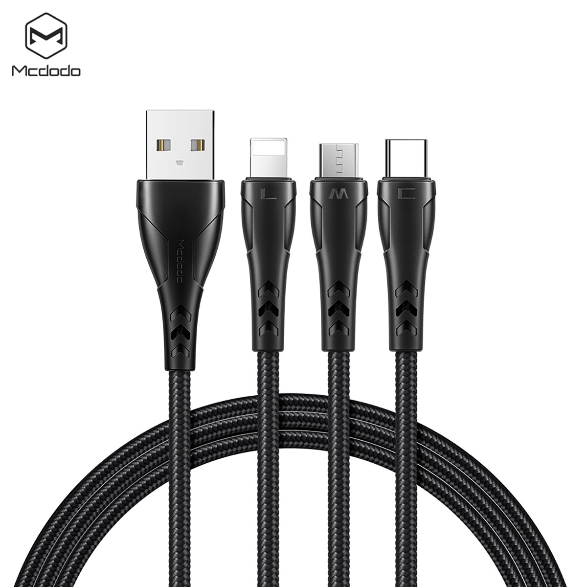 Mcdodo 3 In 1 Nylon Cable iPhone/Micro Usb/Type C Sync Charge For All Devices