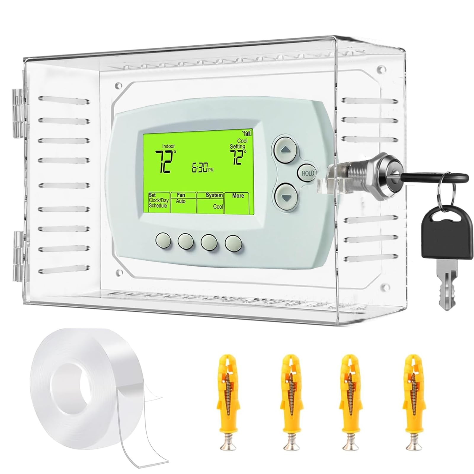 Universal Thermostat Lock Box With Key,Clear Large Thermostat Cover For On Guard