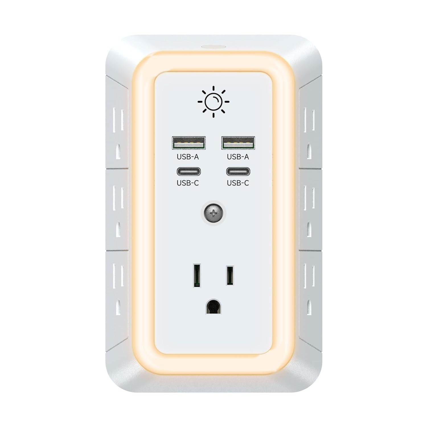 11-in-1 Surge Protector Wall Outlet Extender 7 AC 4 USB USB-C Night Light