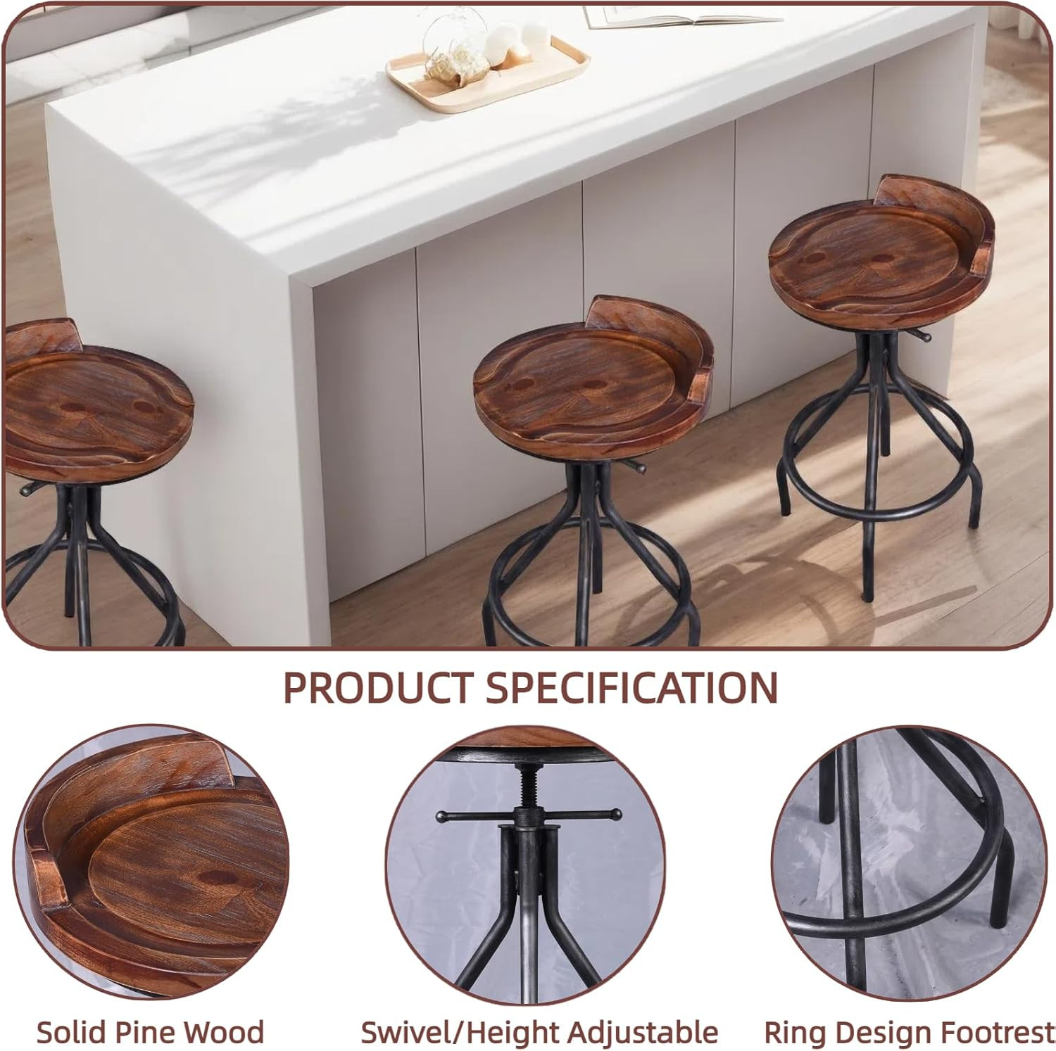 Rustic 3 Pieces Bar Table Set Industrial Fire Hydrant Design Bistro Table Set fo