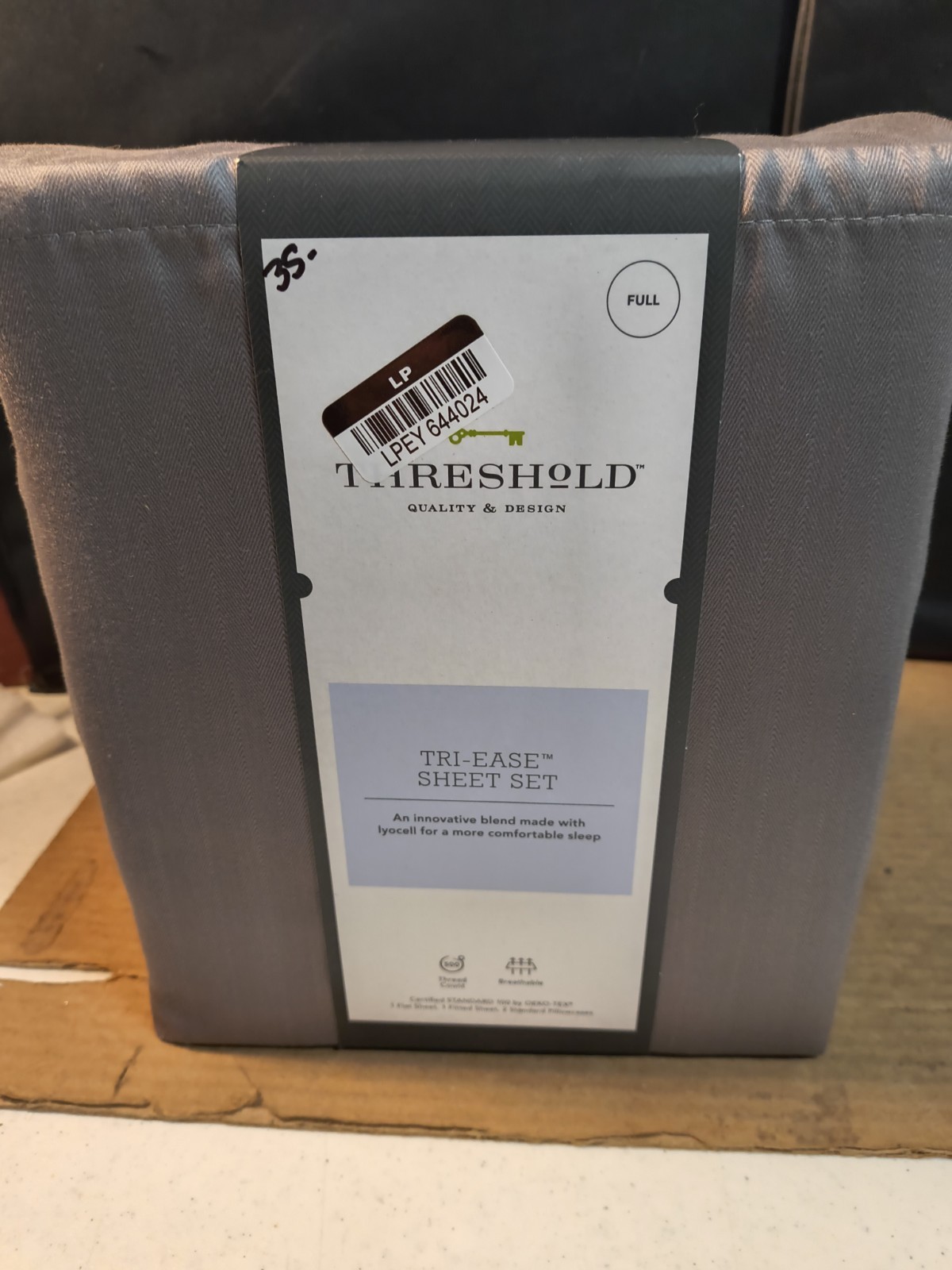 Threshold 500 Thread Count Gray Herringbone FULL Sheet Set (J)