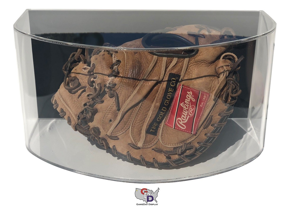 Curved Acrylic Wall Mount Baseball Glove Display Case UV Protecting by GameDay