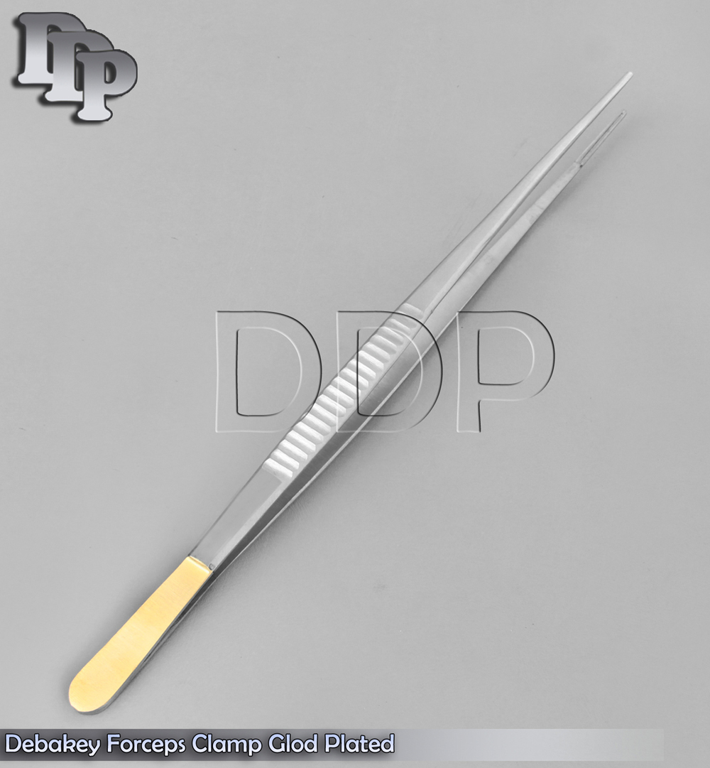 2 DEBAKEY ATRAUMATIC TISSUE GOLD HANDLE FORCEPS 7"+9" SURGICAL INSTRUMENTS