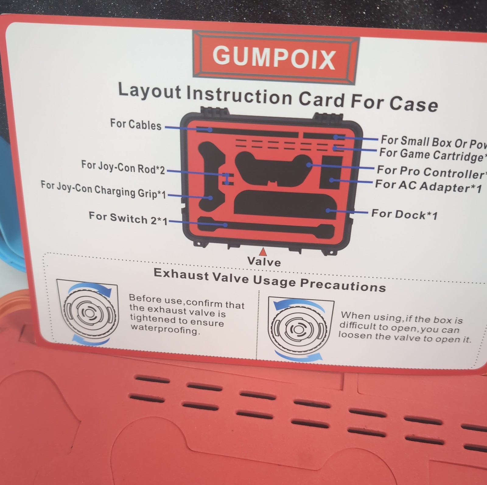 GUMPOIX Switch 2 Carrying Case IP67 Waterproof Orange Blue