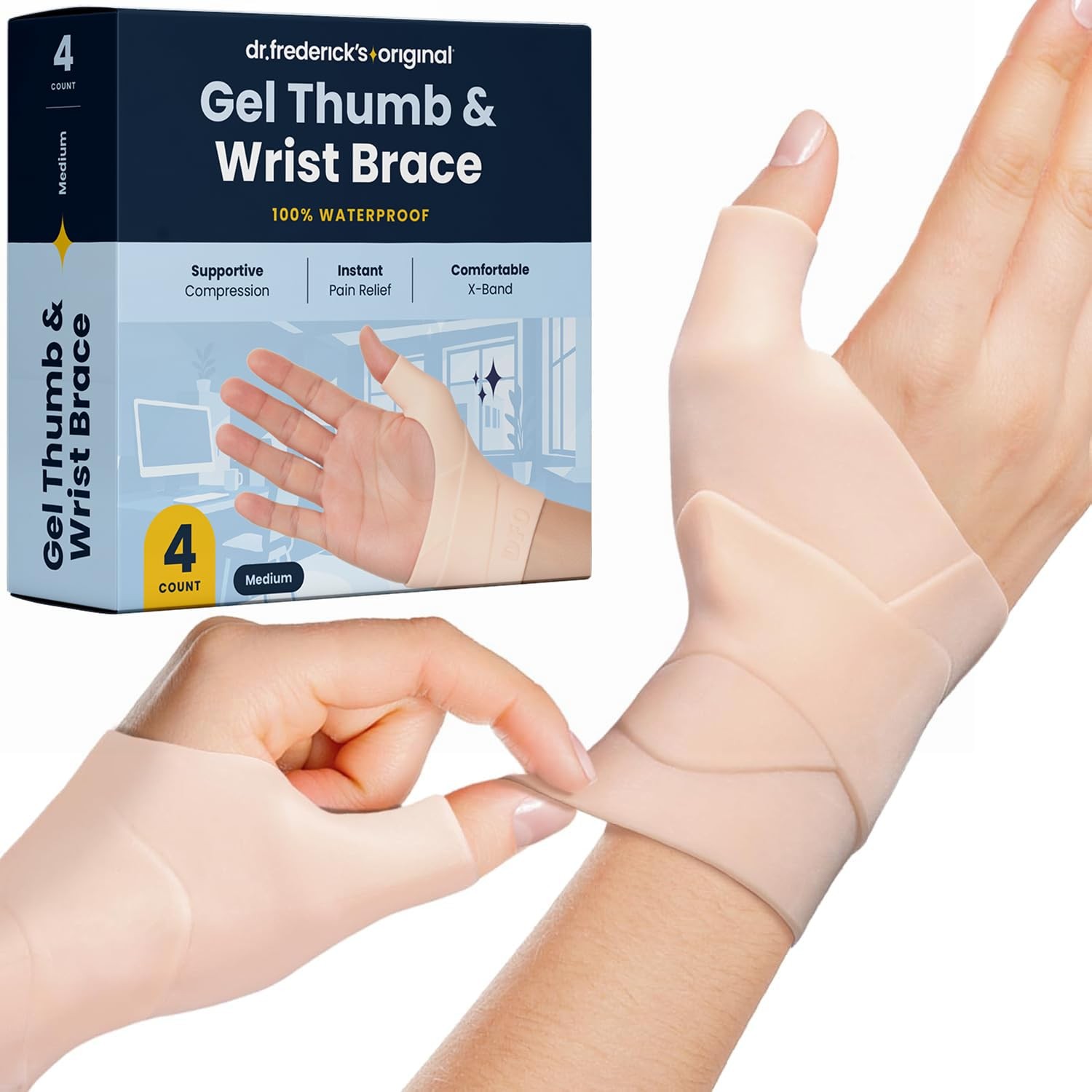 Dr. Frederick's Original Waterproof Thumb & Wrist Medium (Pack of 4), Nude
