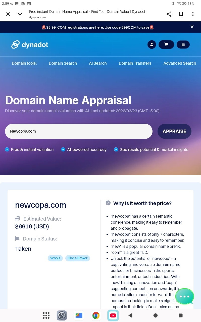 💥💥 NEWCOPA.COM DOMAIN NAME ESTIMATED VALUE IS $1900.00-$6616.00
